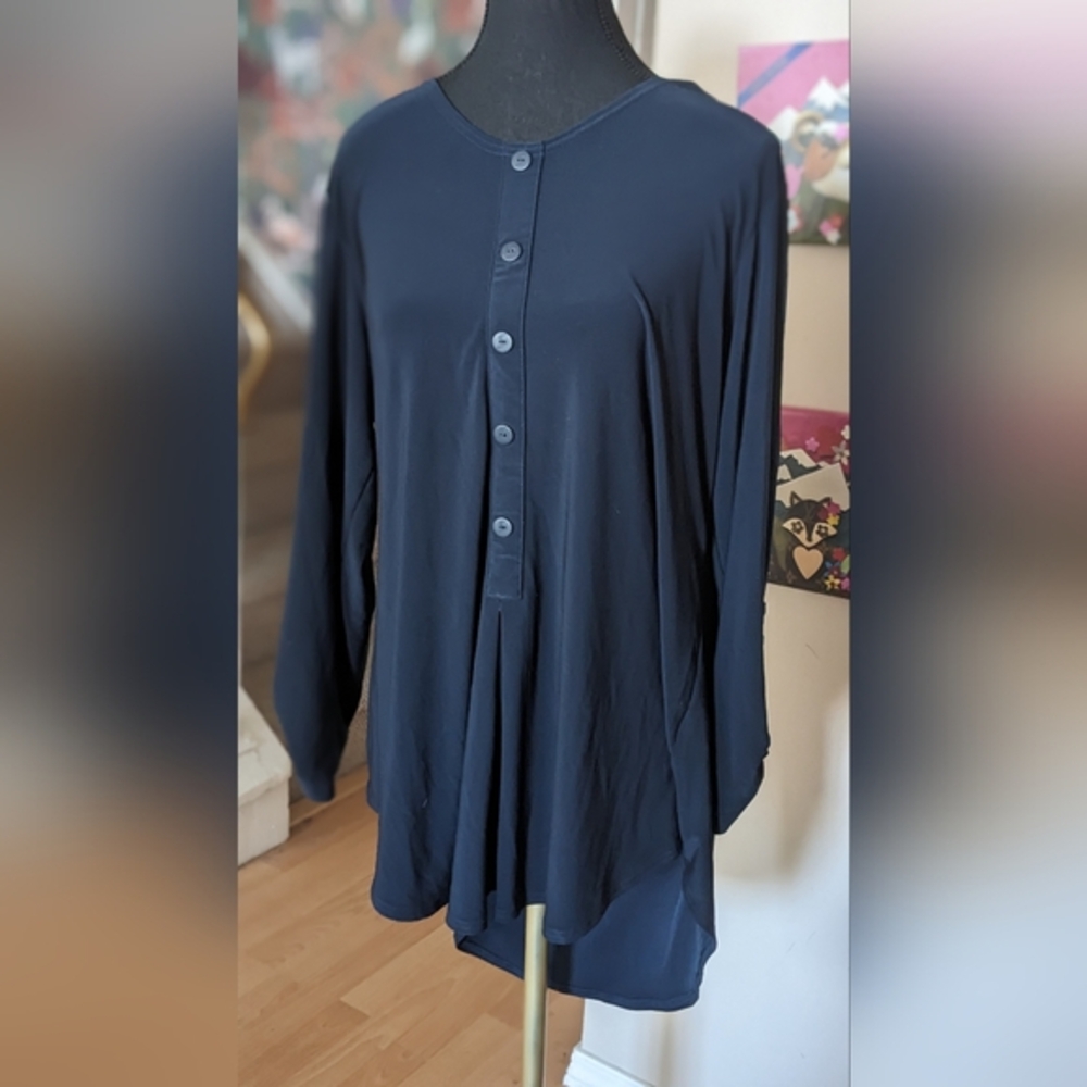 Sympli Blue Long Sleeve Boxy Button Down Shirt